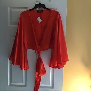 Alya Vibrant Orange Bell Sleeve Blouse